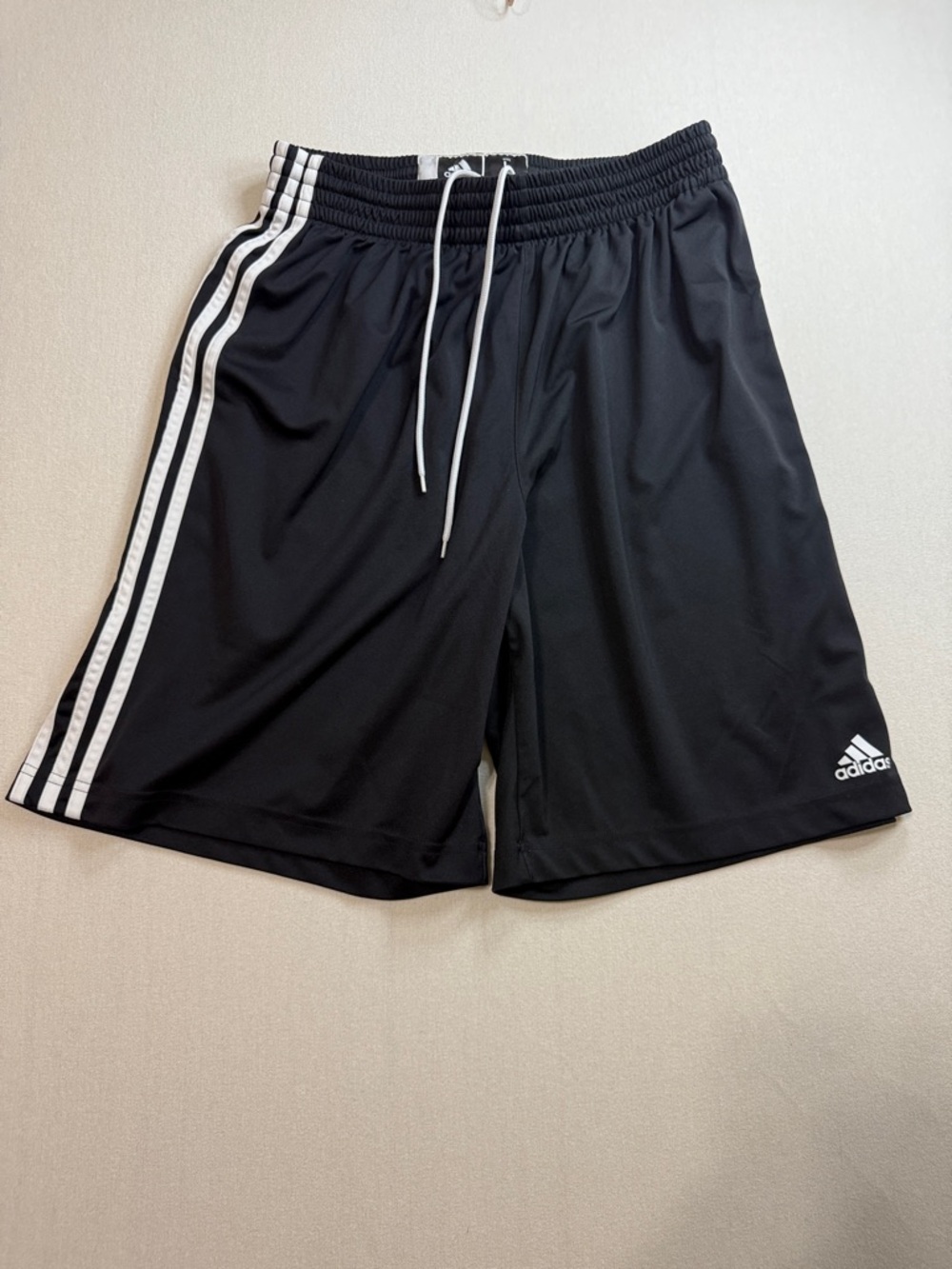 adidas Black Athletic Shorts with White Side Stripes
